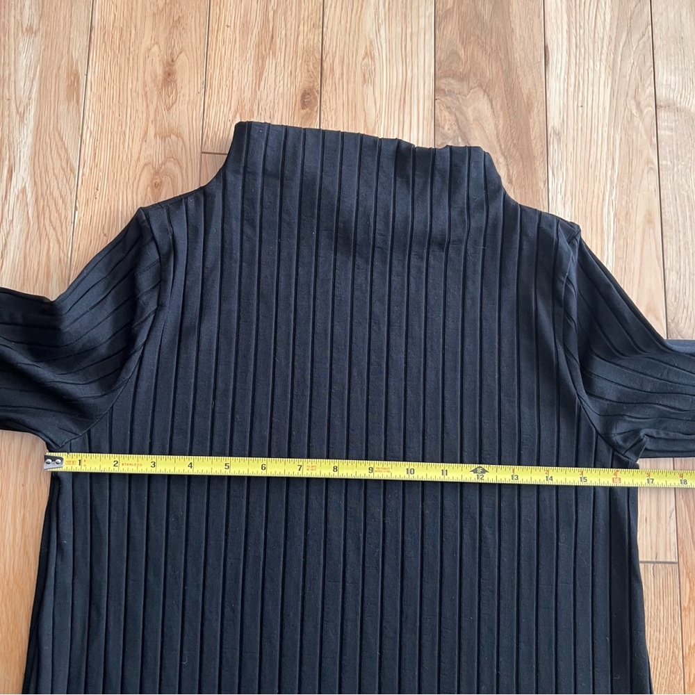Eileen Fisher Washable Stretch Ribbed Funnel Neck Black Midi Dress Size XS - Picture 8 of 11